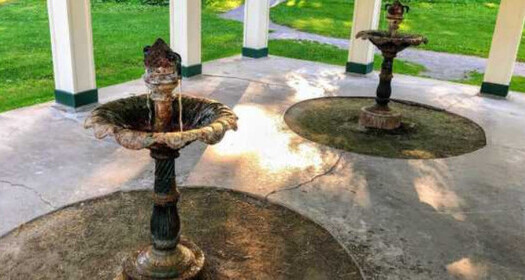 Saratoga mineral springs in a covered gazebo