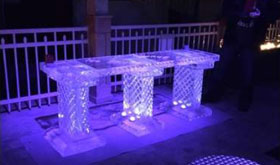 Ice bar on outside deck at night