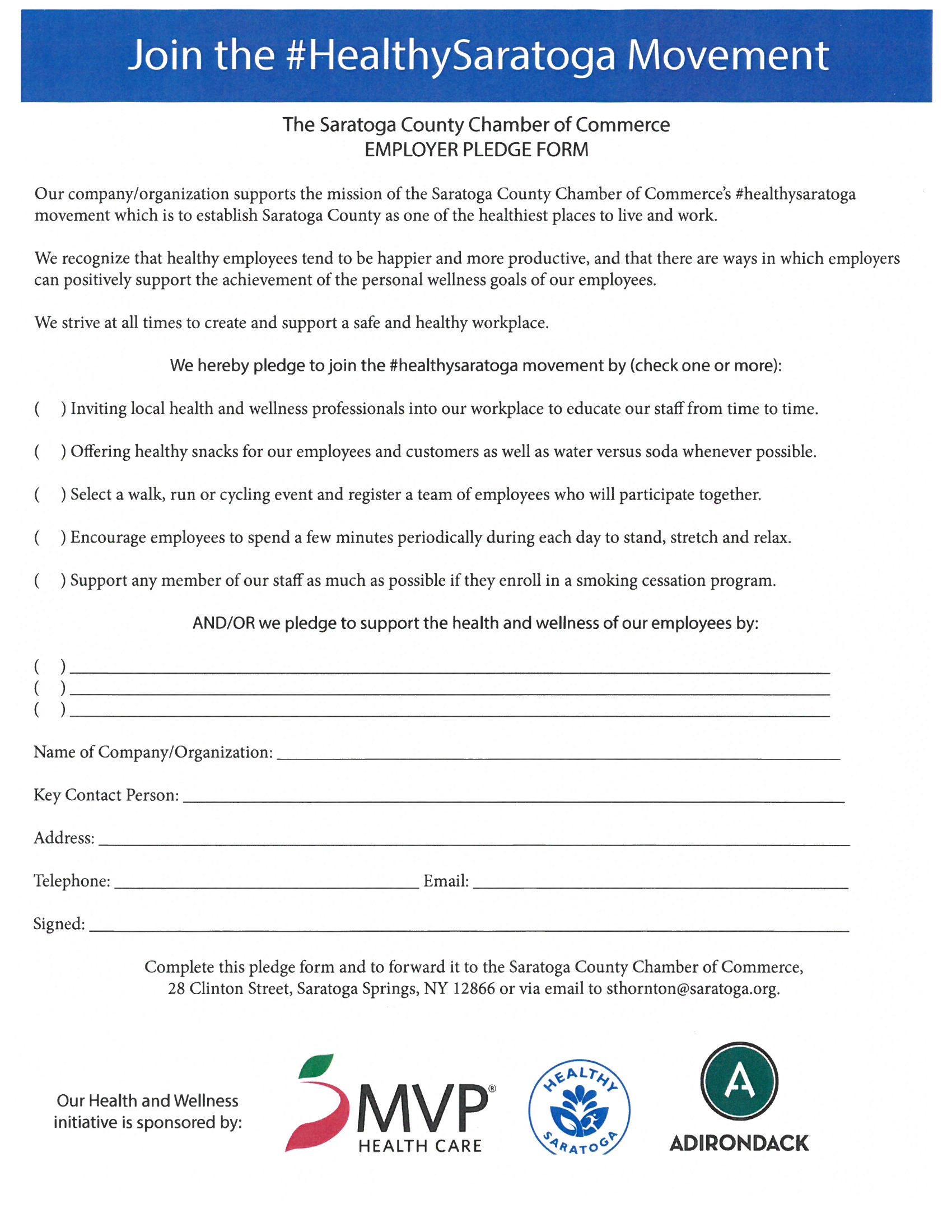 Healthy Saratoga Pledge 2019